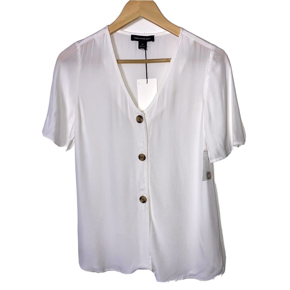 NWT Revolve Something Navy Button Front Blouse Size XS ~